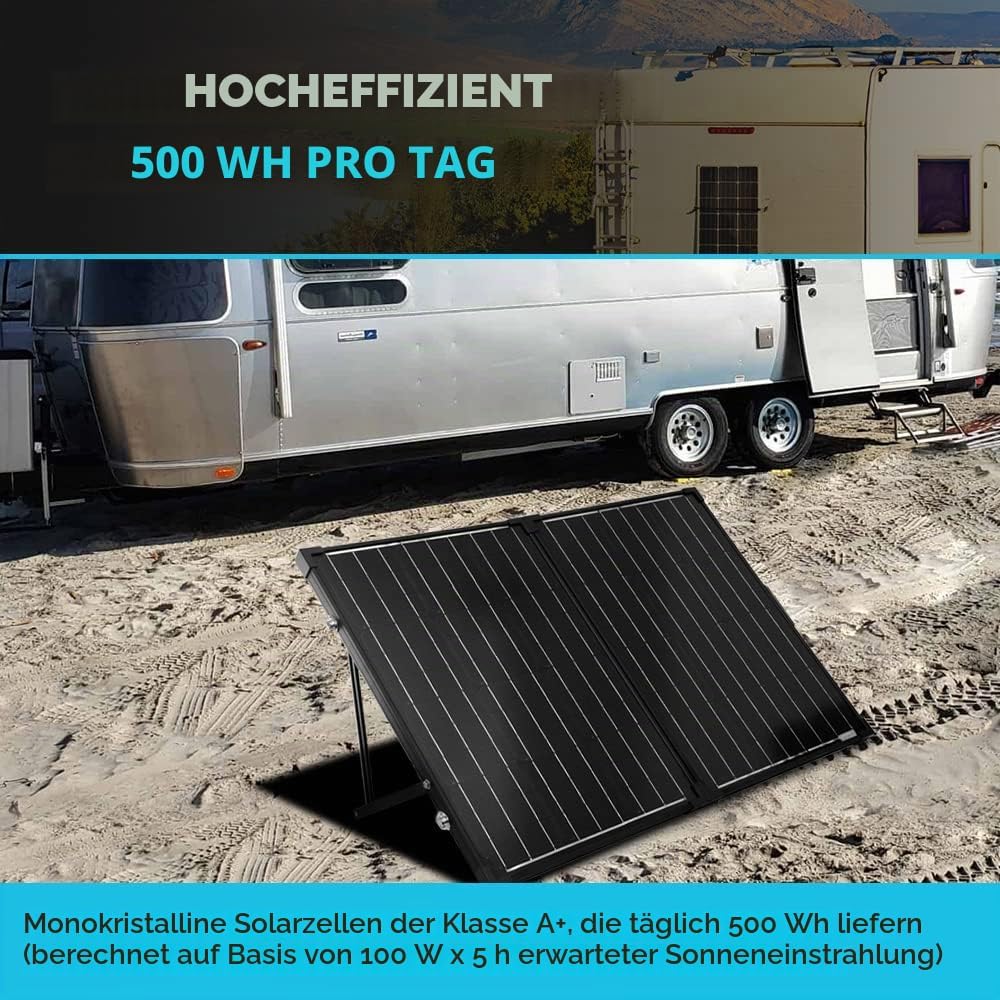 Renogy 100W 12V Mono Solarkoffer Wasserdicht 20A Solarregler LCD für Wohnmobil Camper Boot 100W Pane