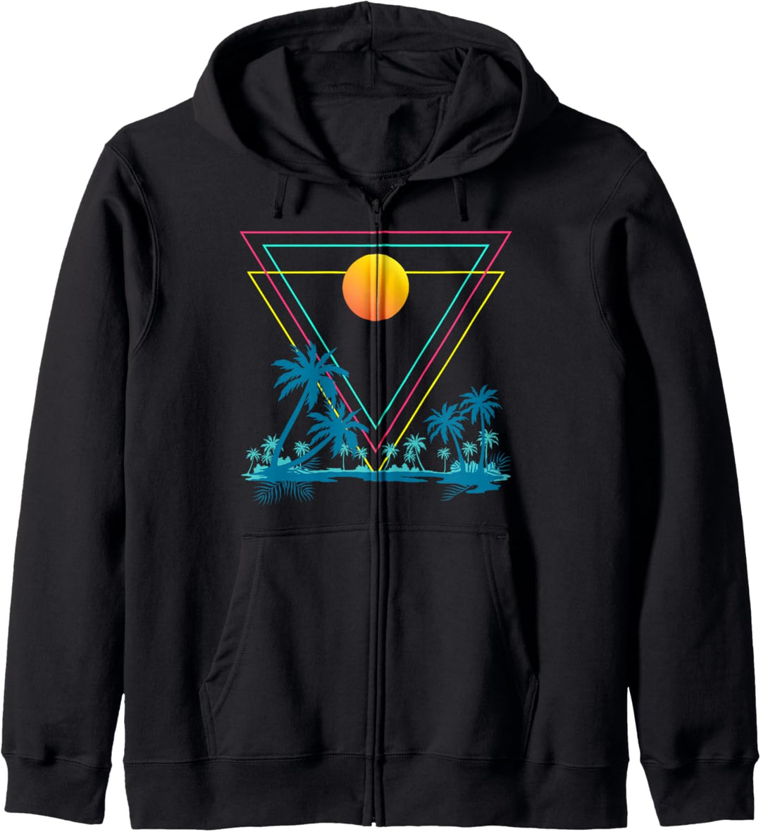 1990er Palmen Synthwave 80er Sonnenuntergang Vaporwave Kapuzenjacke