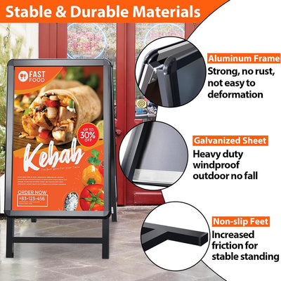 VAIIGO Kundenstopper DIN A1 Kundenstopper Outdoor Plakatständer Wetterfest Schwarz, Aluminium Aufste