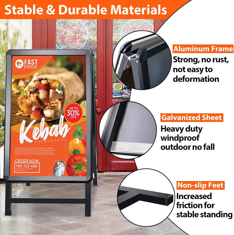 VAIIGO Kundenstopper DIN A1 Kundenstopper Outdoor Plakatständer Wetterfest Schwarz, Aluminium Aufste
