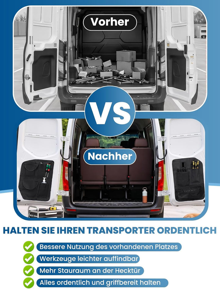 2er Set Aufbewahrungsorganizer Kompatibel mit Sprinter 2018-2026 VS30 W907/W910 Scheunentor Hecktür