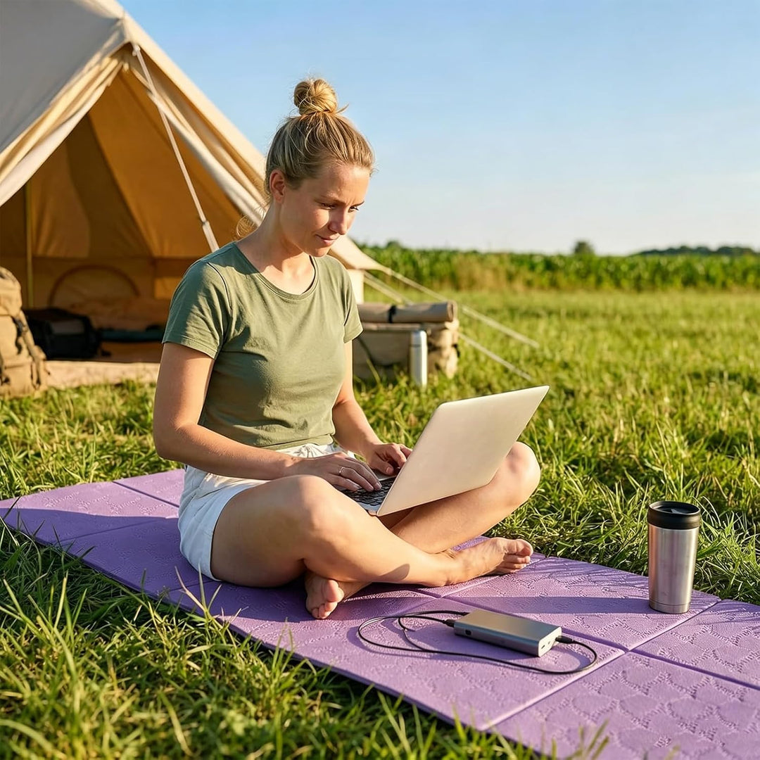 Yogamatte Faltbar, 183 x 61 x 0.8 cm Gymnastikmatte, Reiseyogamatte Rutschfest mit Tragetasche, Trag