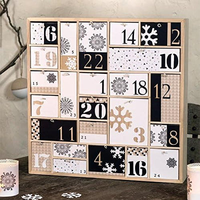 Artemio Adventskalender zum Dekorieren, geometrisches Muster, Holz, 40 x 40 x 6,5 cm