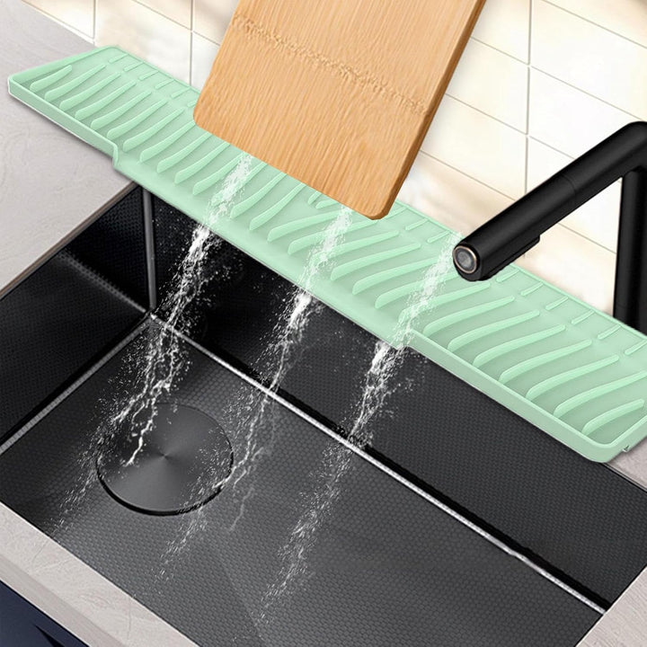 Sink Water Splash Guard, Foldable Silicone Drying Mat, 58x12.5cm, Versatile Drainage Pad for Kitchen