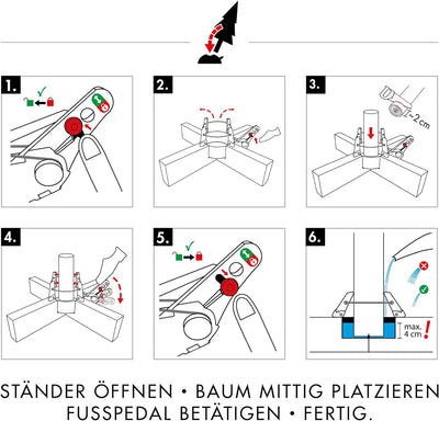 KRINNER Design Weihnachtsbaum Christbaumständer Kopenhagen Eiche/weiss inkl. Fusspedal-und Einseilte