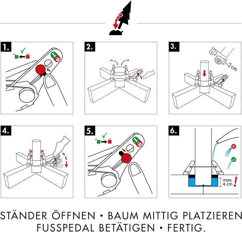 KRINNER Design Weihnachtsbaum Christbaumständer Kopenhagen Eiche/weiss inkl. Fusspedal-und Einseilte