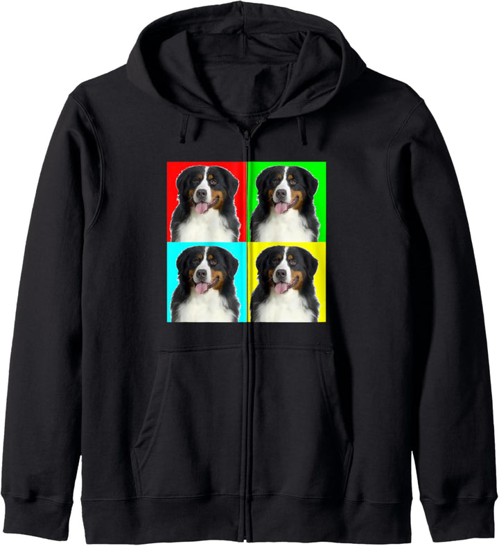 Pop Art Dog Bernese Mountain Dog Kapuzenjacke