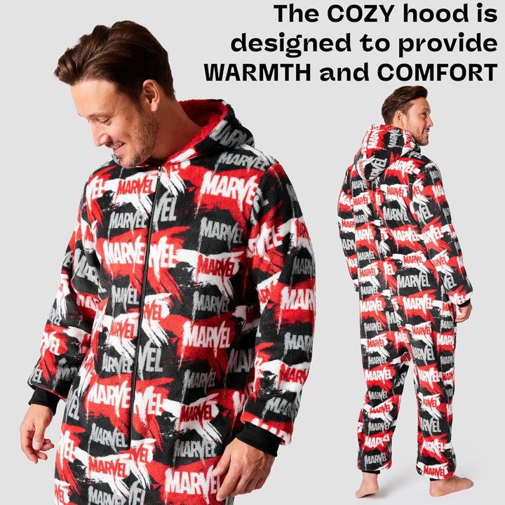 Marvel Kapuzen Flausch Fleece Onesies für Herren und Jugendliche - Bequeme Loungewear S-3XL - Gesche