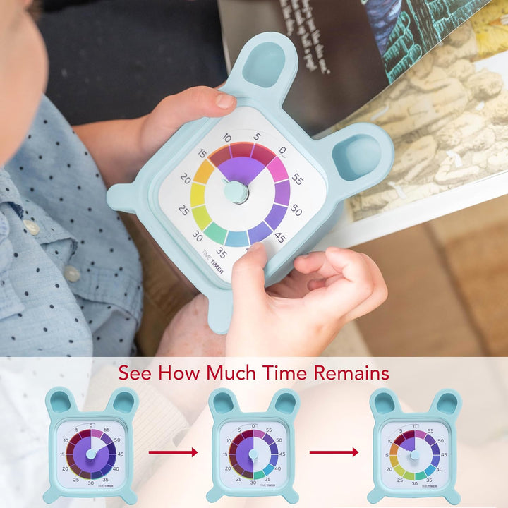 Time Timer MOD mit Häschen-Schutzhülle – Tierhülle mit Regenbogen-Timer – 60-Minuten-Countdown für A