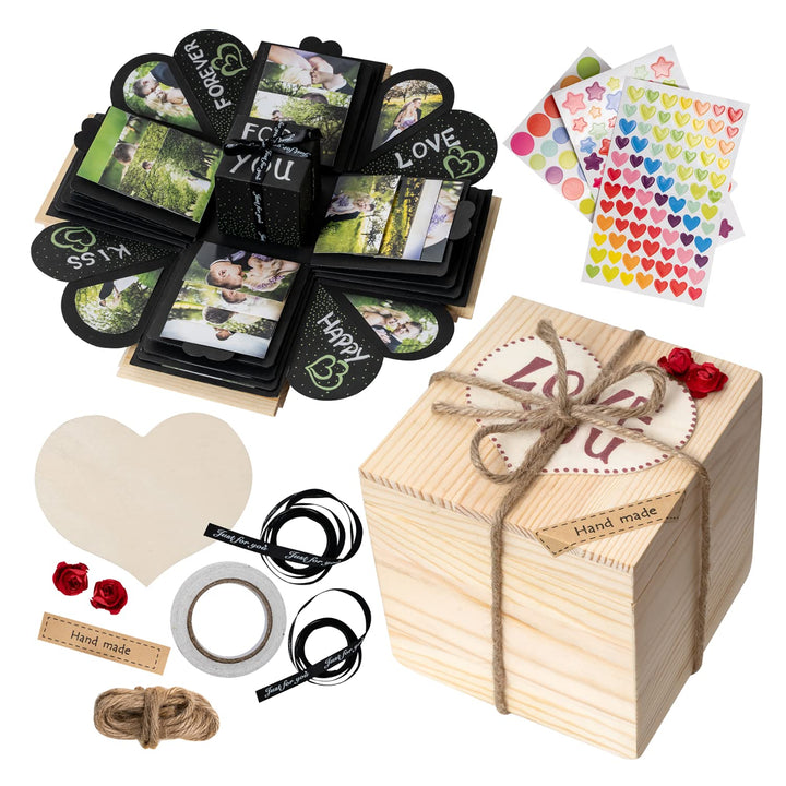 WoodExplosionBox Holzkiste Explosion Box Überraschungsbox – DIY Geburtstag Geschenk Box – Explosions