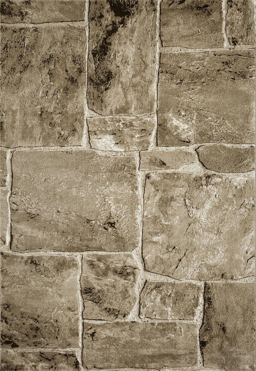 VIMODA Teppich Modern Stein Mauer Optik in Beige Braun, Masse:120 x 170 cm, 120 x 170 cm