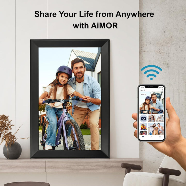 64 GB Digitaler Bilderrahmen mit 15,6-Zoll 1920 * 1080HD, automatischer Drehfunktion, WLAN Digitaler