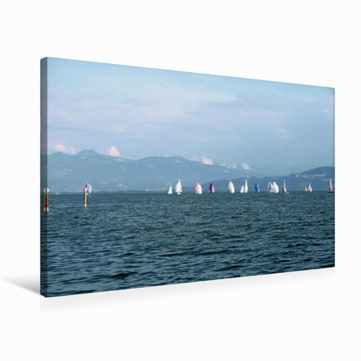 Premium Textil-Leinwand 75 x 50 cm Quer-Format Obersee Pokal Regatta | Wandbild, HD-Bild auf Keilrah