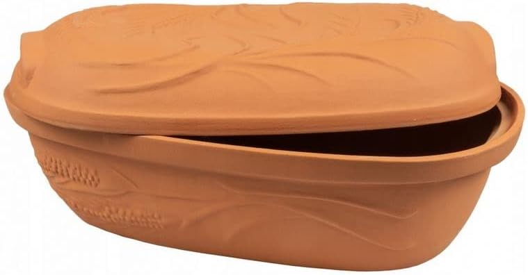 Keramiktopf Steingut Ton Topf Rund Brätertopf Dampf Garer Thermo Tontopf Terrakotta Keramik (4,5L),