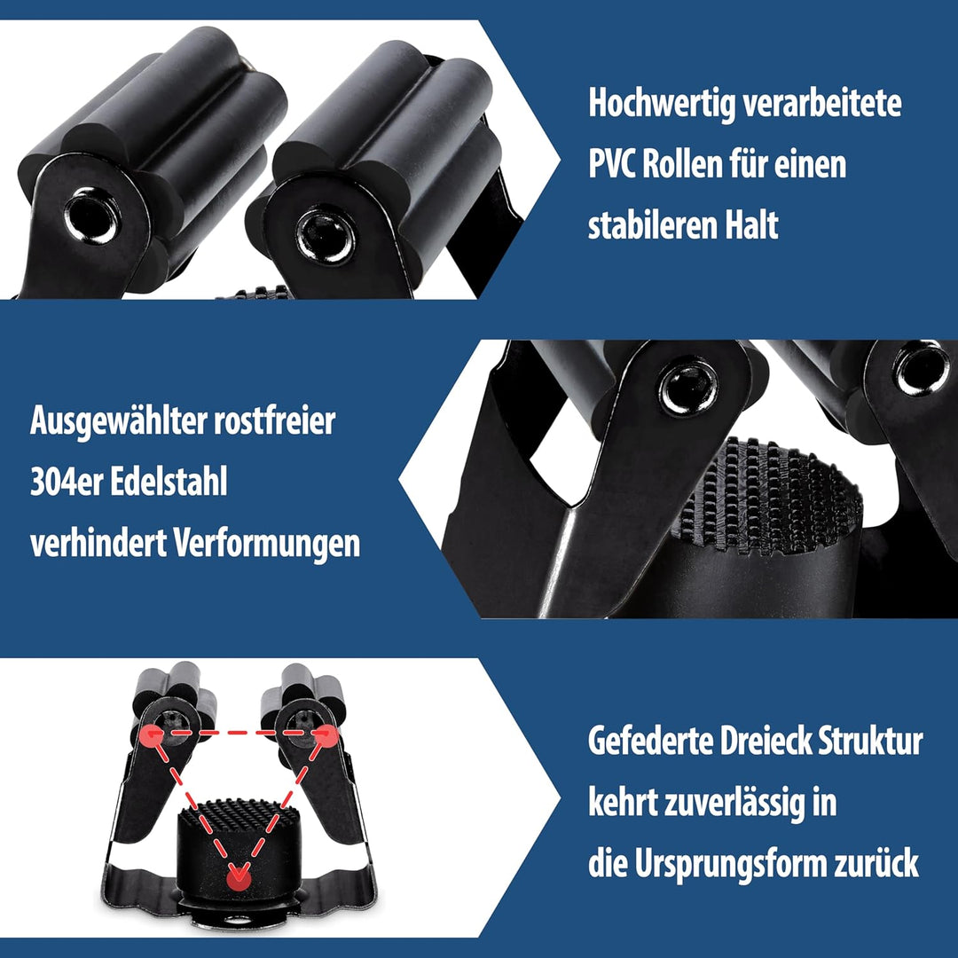 Maila® Gerätehalter (10er Set, Schwarz) - Robuster 304er Edelstahl rostfrei - Besenhalterung Wand mi