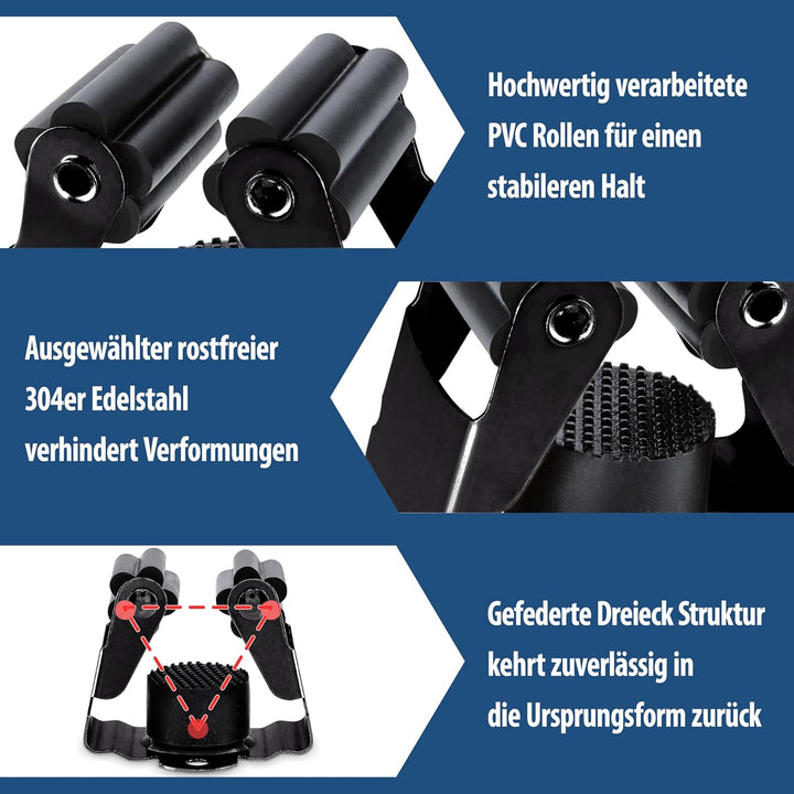 Maila® Gerätehalter (10er Set, Schwarz) - Robuster 304er Edelstahl rostfrei - Besenhalterung Wand mi
