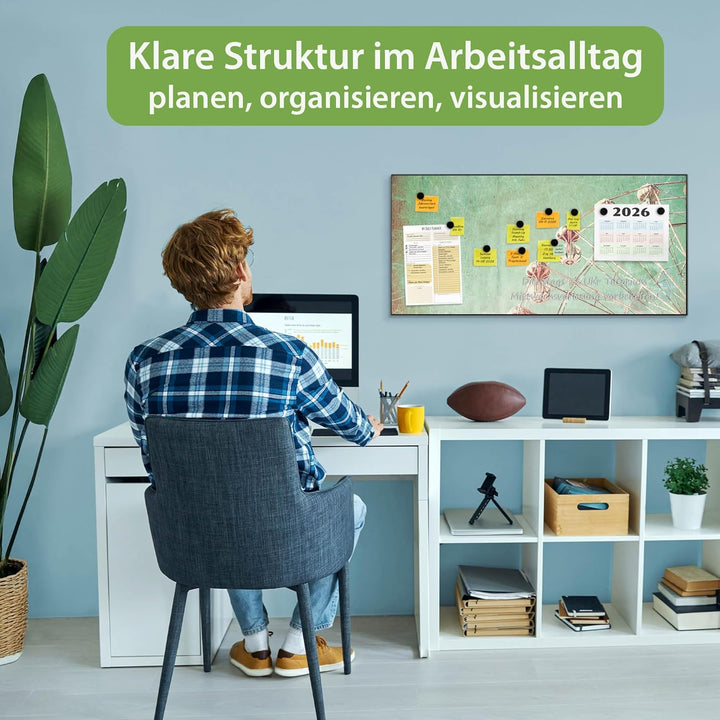 banjado Magnettafel schwarz 78 x 37cm / Magnetwand Metall/Magnetpinnwand als Memoboard/Pinnwand Magn