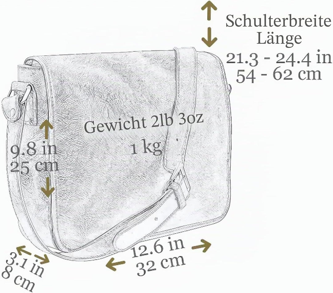 Time Resistance Leder Umhängetasche Herren - Messenger Bags - Arbeitstasche Herren - Elegante Aktent