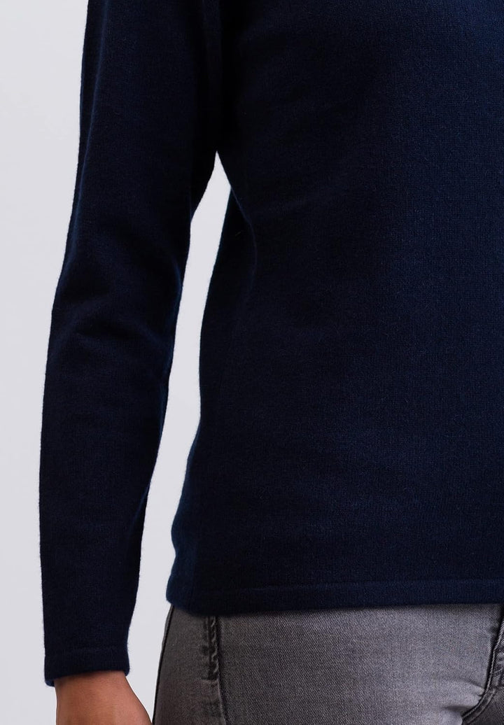 100% Kaschmir Damen Pullover | Sweater Rollkragen 2-fädig XS Marine, XS Marine