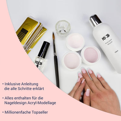 Nagelstudio Starter Set Acryl Studio mit UV Lampe + Acrylpulver Made in Germany und allem Zubehör St