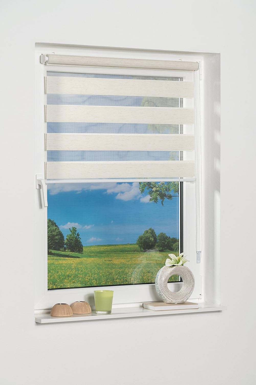 K-home Klemmfix Doppelrollo Andorra ohne Bohren Beige 70 x 200 cm (B x L) 70 x 200 cm Beige, 70 x 20