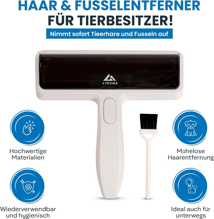 Fusselrolle PRO Tierhaare – extra Starke Aufnahme, wiederverwendbar – Hunde- & Katzenhaare – Sofa, B