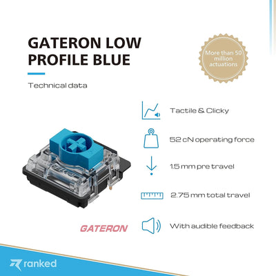 Ranked Gateron ks-27 Low-Profile-Tastenschalter für mechanische Gaming-Tastaturen | Plate Mounted (G