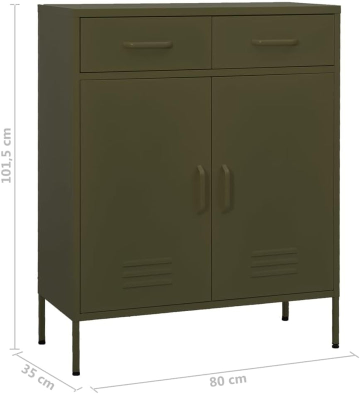 Aufbewahrungsschrank aus Metall mit 2 Schubladen, Aktenschrank mit 2 Türen und Regalen, 80x35x102cm