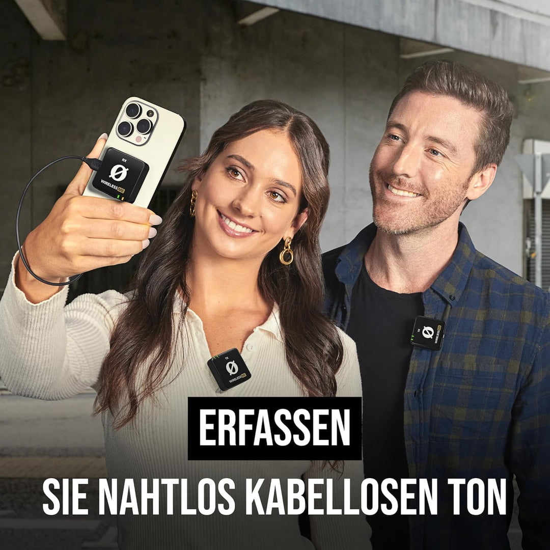 Rode Wireless ME Dual Mikrofon Funksystem + Interview GO Handadapter + keepdrum Fell-Windschutz BK W