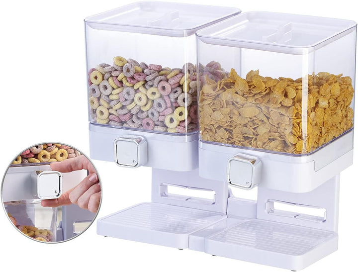 Rosenstein & Söhne Müsli Aufbewahrung: Doppel-Spender für Cerealien & Snacks, 33,5 x 30,5 x 16,5 cm,