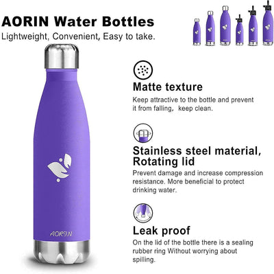 AORIN Vakuum-Isolierte Trinkflasche - 350ml/500ml/750ml - Wasserflasche BPA-Frei,24 H Kühlen & 12 H