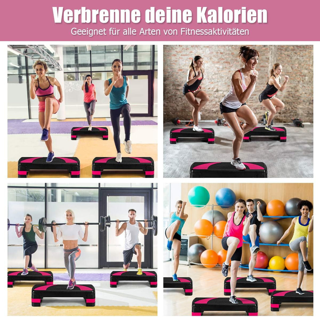 GOPLUS Höhenverstellbarer Stepper, Step-Bench mit 3 Stufen (10/15/20cm), Steppbrett für Aerobic und