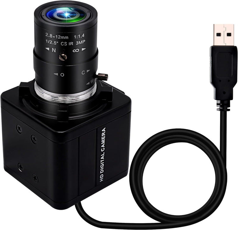 ELP 1080P Weitwinkel Web Kamera mit 2.8-12mm Zoom Objektiv,IMX323 Sensor Webcam Plug & Play für PC,D