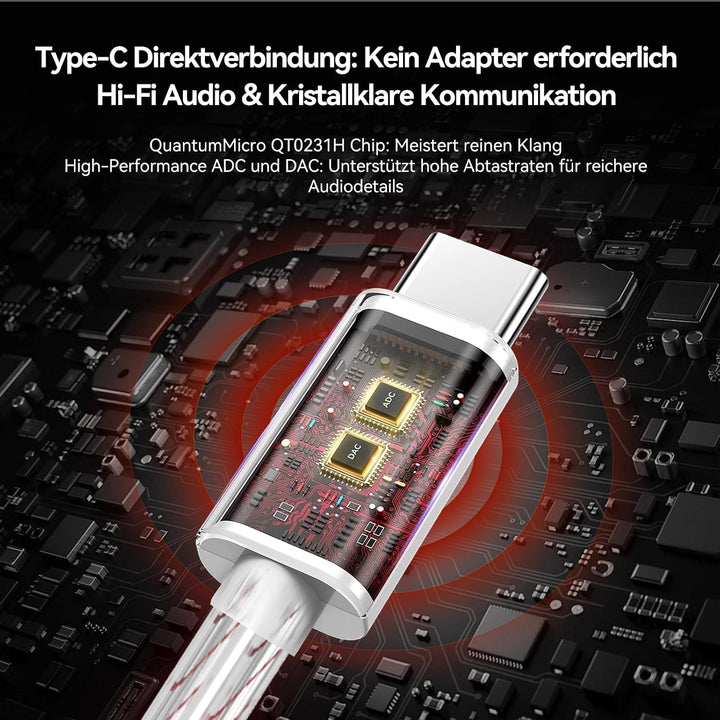 Yinyoo KBEAR BK1 USB-C Gaming-Ohrhörer mit Mikrofon, 10mm Dynamic Driver USB-C Kopfhörer für FPS-Spi