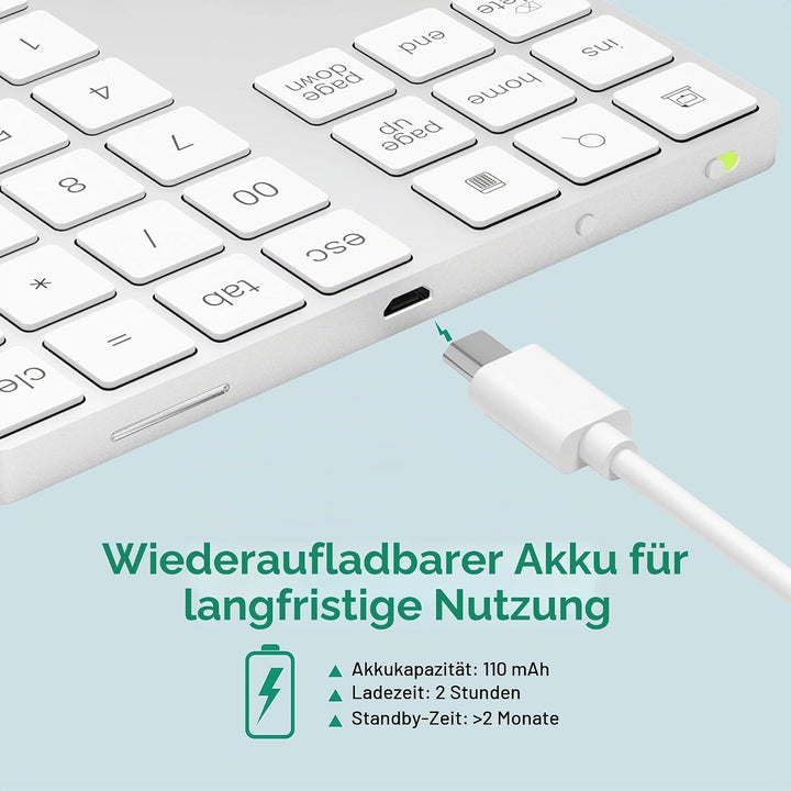 Bluetooth Ziffernblock, Bluetooth Nummerntastatur 34-Tasten, Wireless NumPad kabellose Nummer Tastat