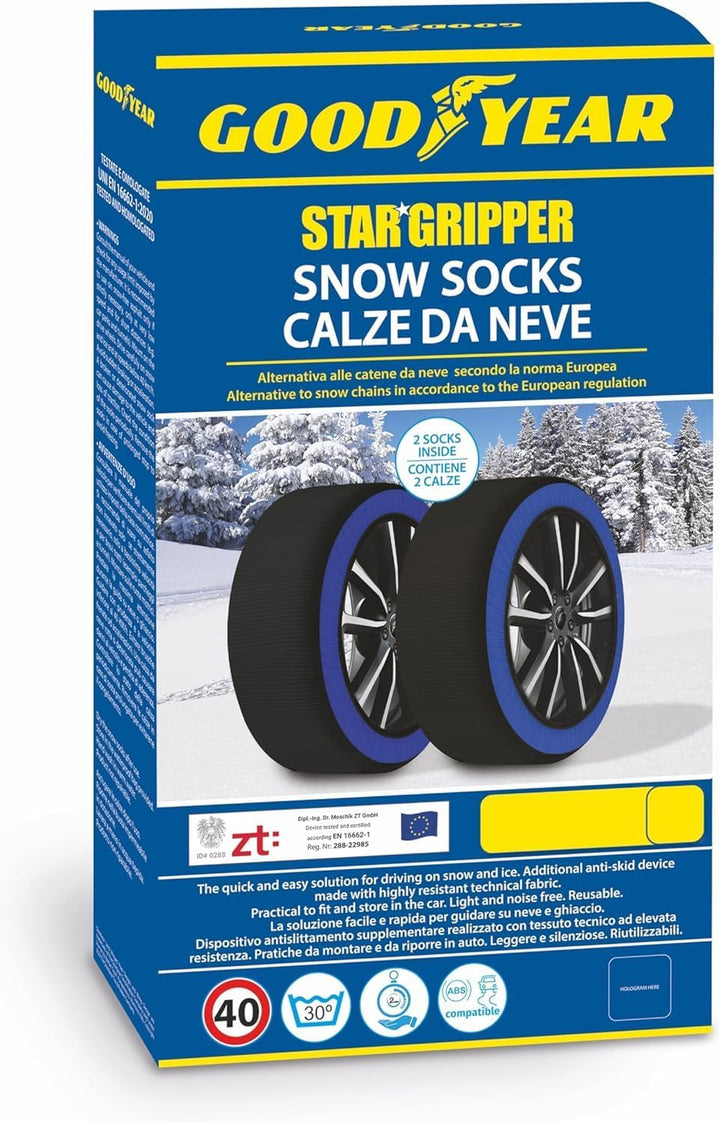 Goodyear Star Gripper Schneeketten zugelassen Italien EN 16662-1:2020 Zwei Schneeketten aus Stoff fü