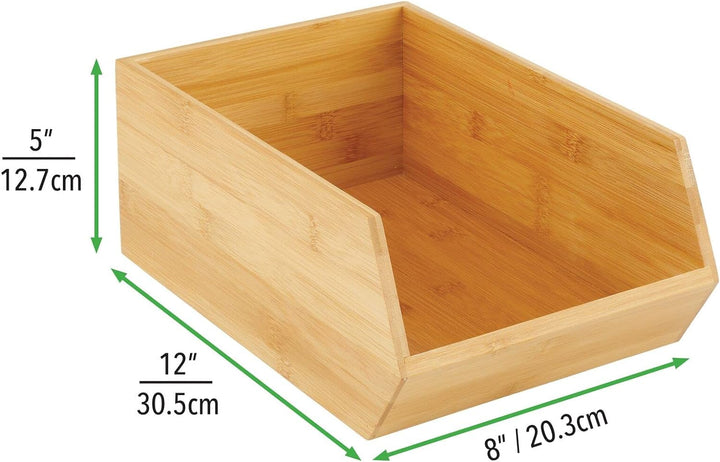mDesign stapelbare Aufbewahrungsbox – multifunktionale Bambusbox für Küchenschränke, Regale & Oberfl