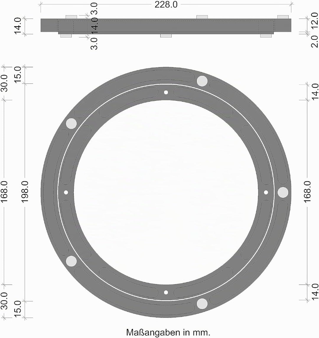 Gedotec Schwerlast-Drehbeschlag 360° Drehscheibe drehbar Ø 230 mm | Drehteller Kunststoff schwarz |