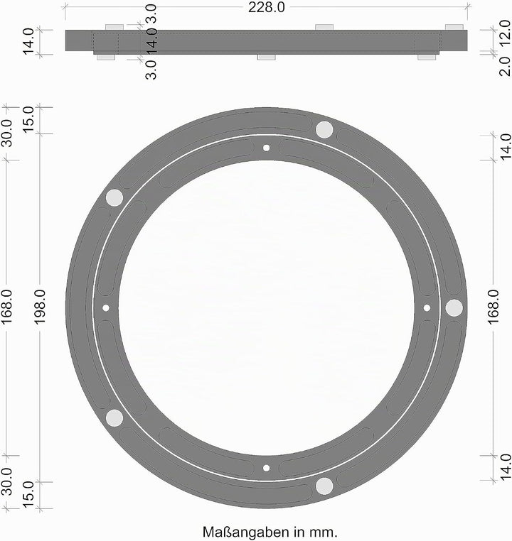 Gedotec Schwerlast-Drehbeschlag 360° Drehscheibe drehbar Ø 230 mm | Drehteller Kunststoff schwarz |