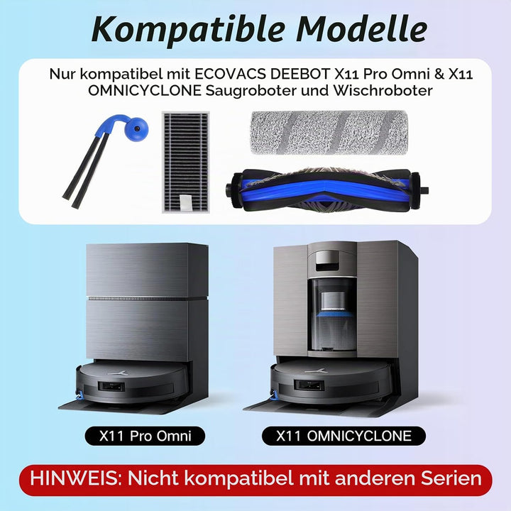X11 Zubehör für ECOVACS X11 OMNICYCLONE / X11 PRO Omni / X9 Pro Staubsauger,1 Hauptbürste,1 Rolle Wi