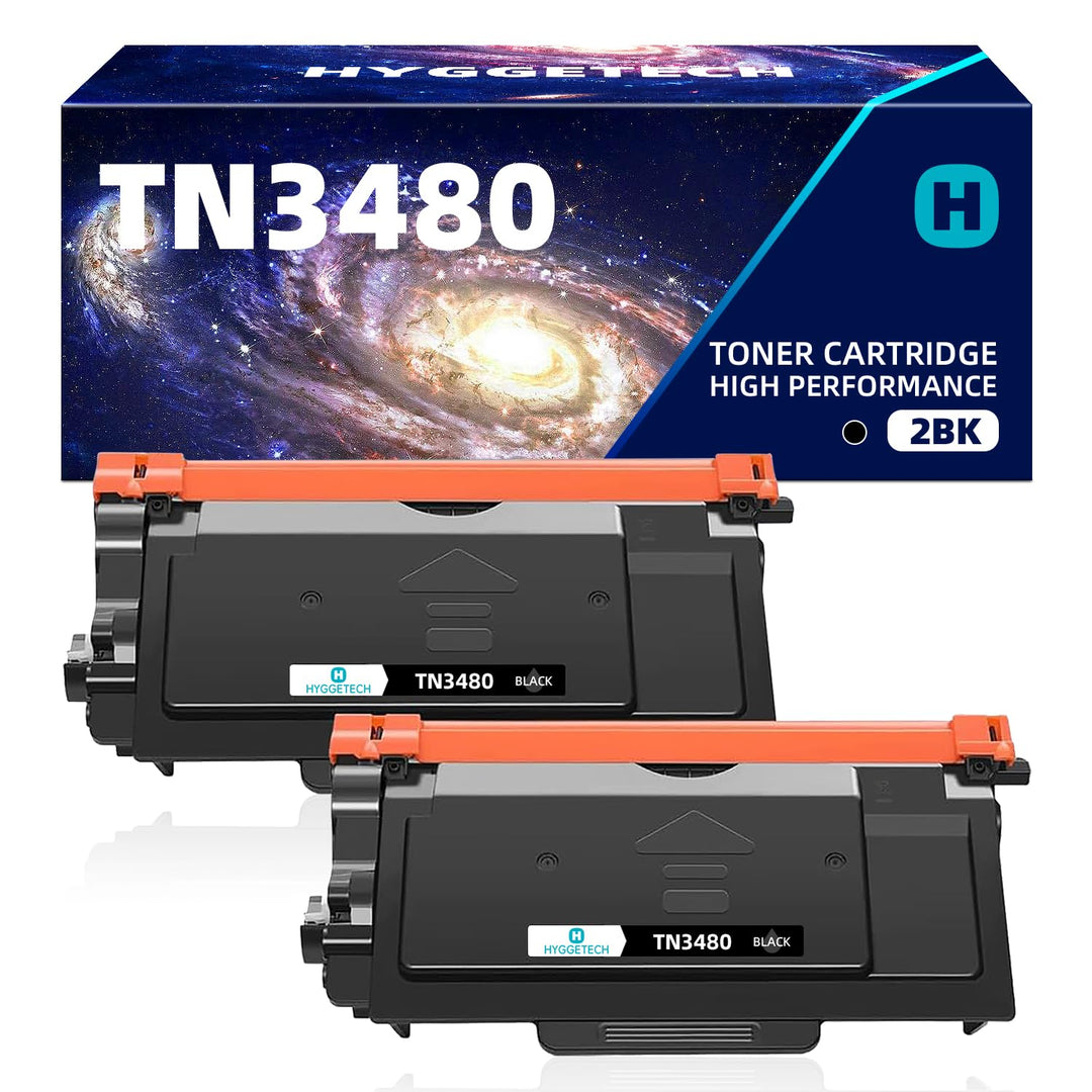 Hyggetech TN3480 2BK Compatible Toner Replacement for Brother TN3480 TN3430 Toner for Brother HL-L51