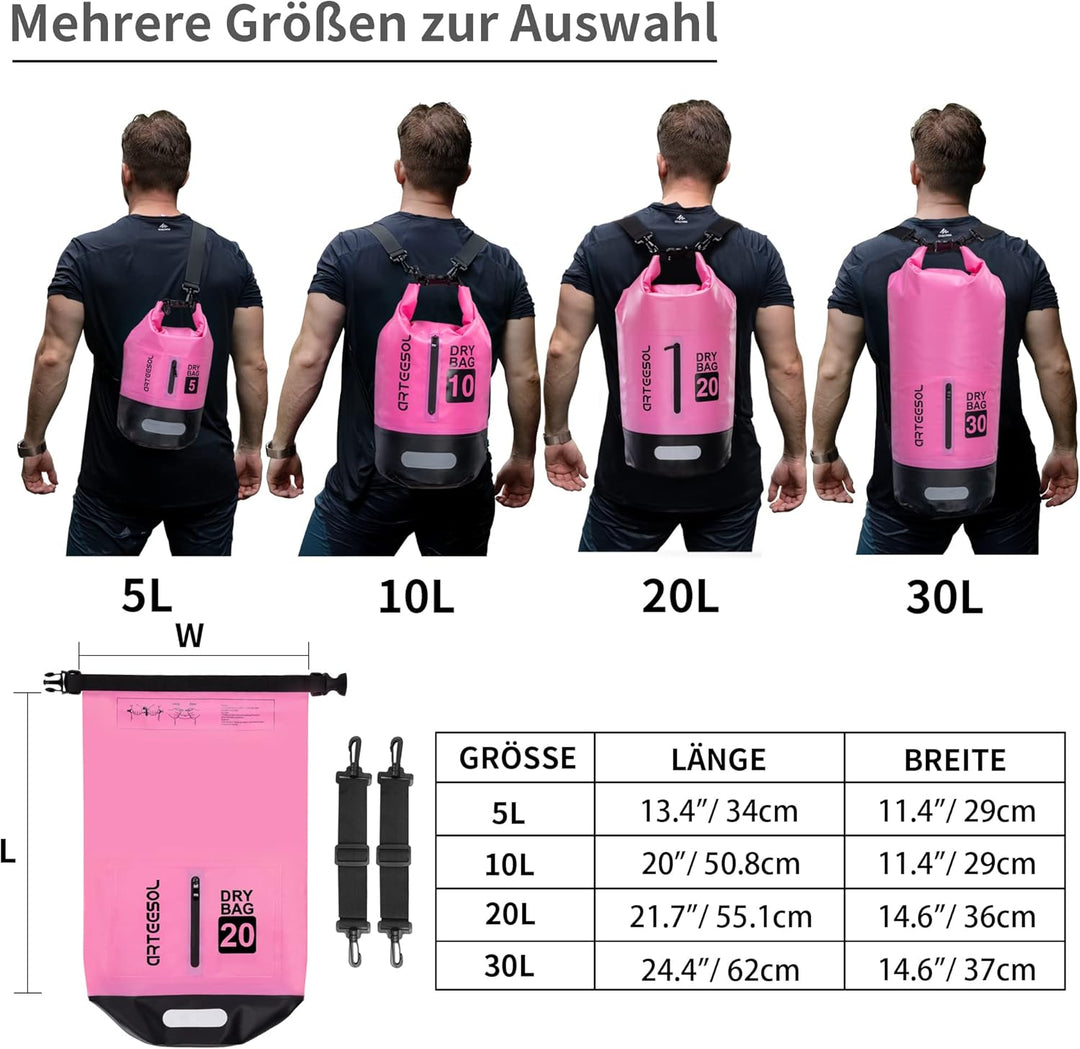 Blackace arteesol Dry Bag wasserdichte Tasche 5L/10L/20L/30L Wasserfester Beutel Packsack mit Langen
