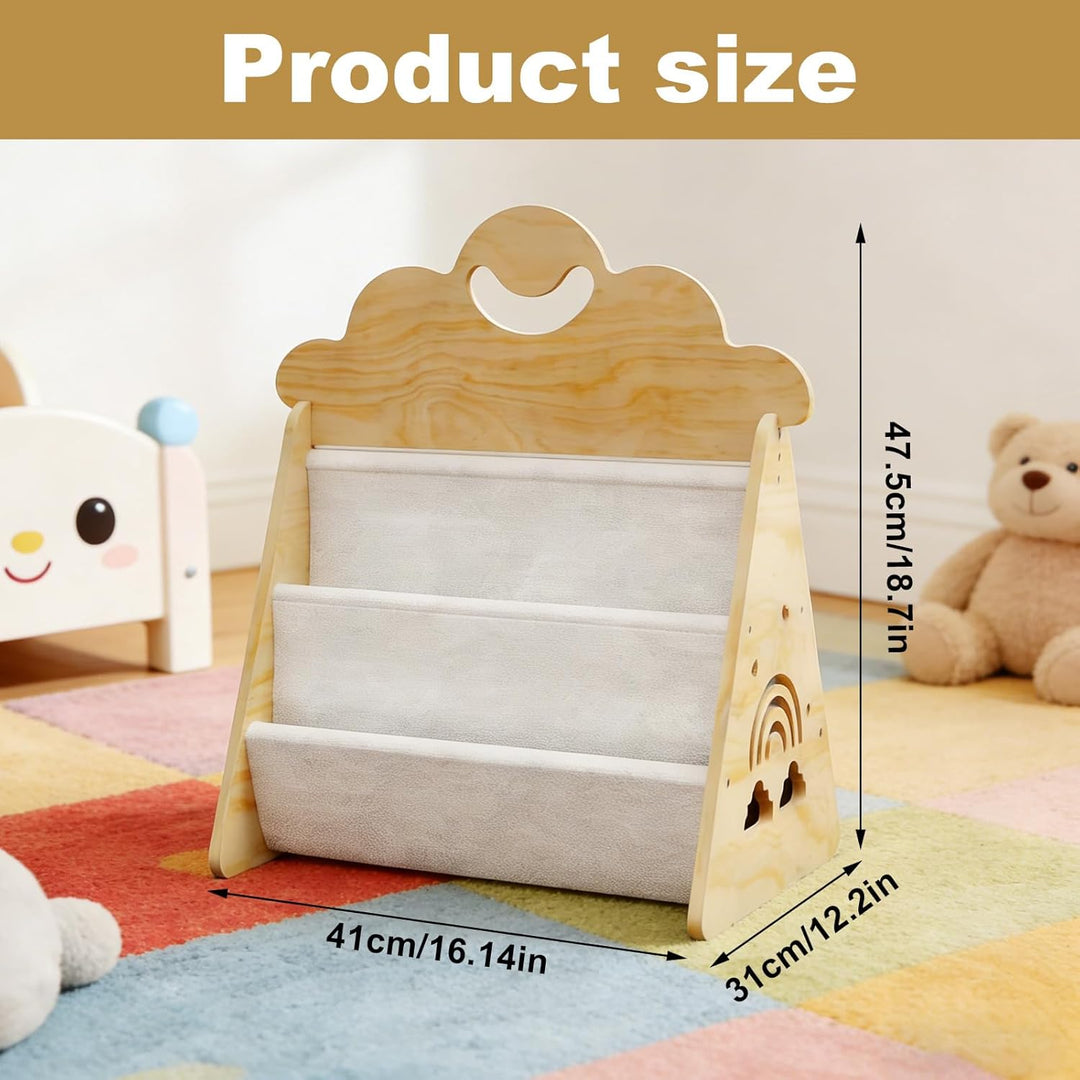 FARYODI Montessori Bücherregal Kinder aus Holz, Bücherkiste für Leseecke, Baby & Kinderzimmer, Kinde