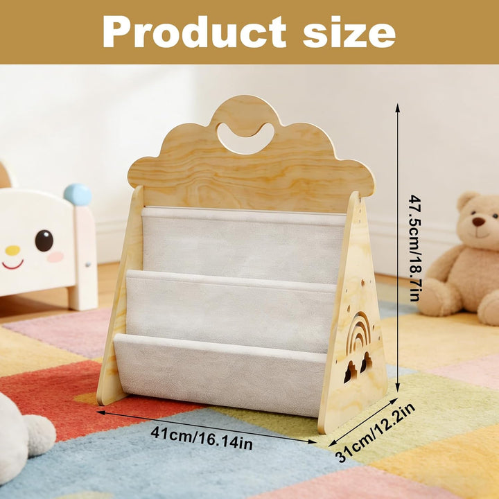 FARYODI Montessori Bücherregal Kinder aus Holz, Bücherkiste für Leseecke, Baby & Kinderzimmer, Kinde
