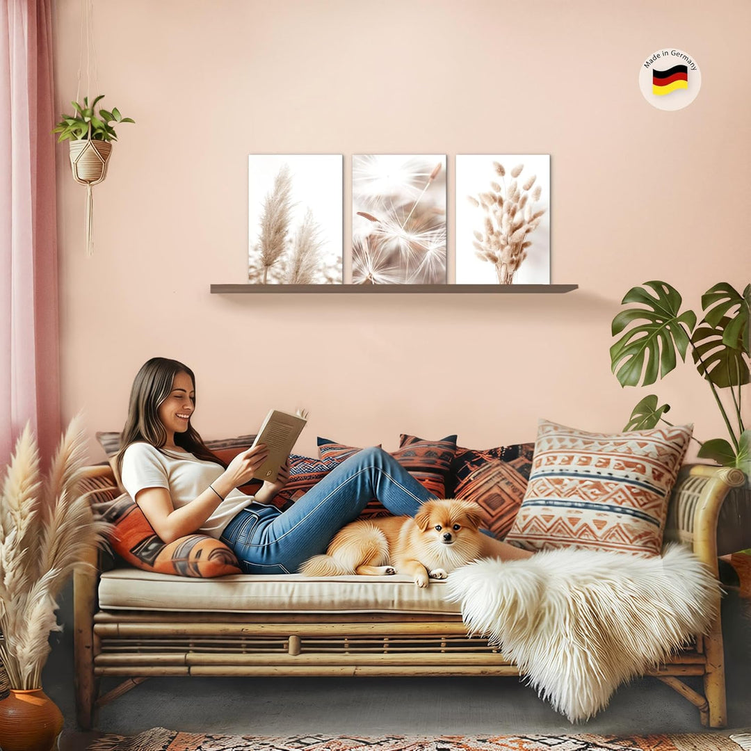 Novart FERTIG ZUM AUFHÄNGEN - Wandbilder Set Boho Style - Beige Bild XXL Wohnzimmer N008935a