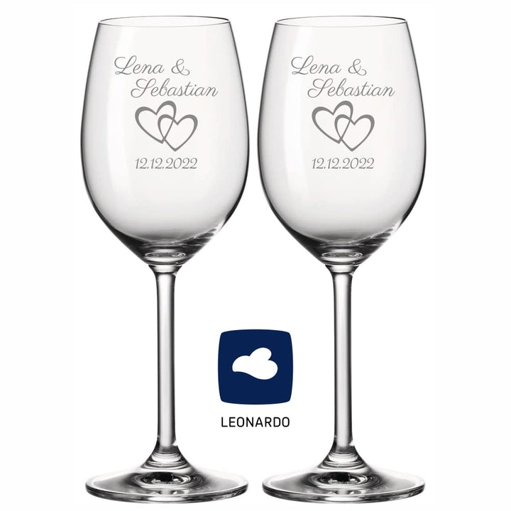 4you DESIGN Leonardo Weinglas mit Gravur XL ‚Wunschname Herz`630ml I Geschenk für Hochzeitspaare, El