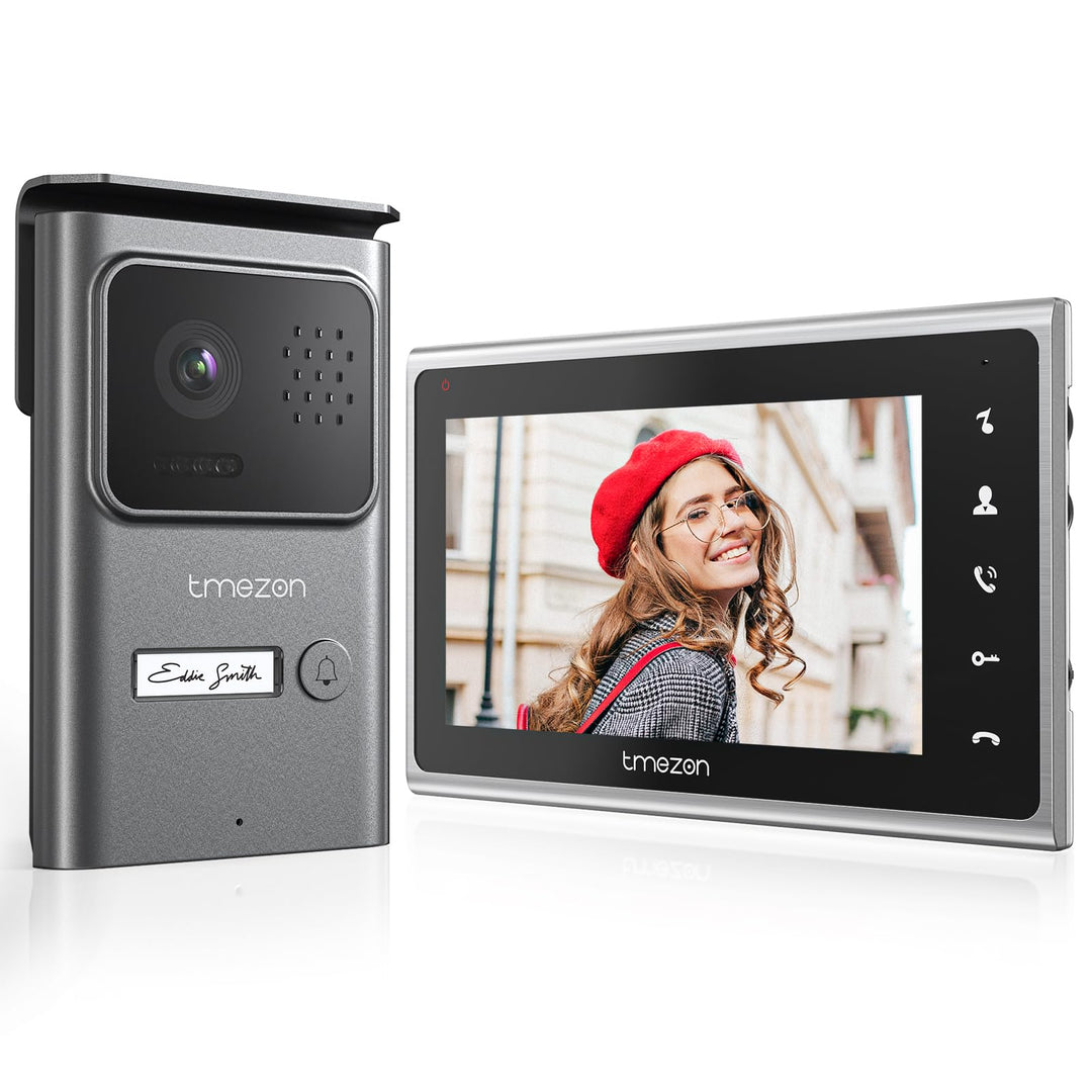 TMEZON Video Türsprechanlage 2 Draht, Türklingel mit Kamera und 7''Monitor,Gegensprechanlage mit Tür