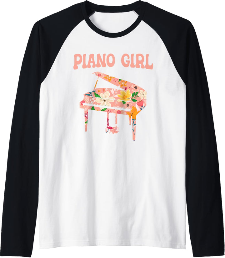 Piano Girl Klavier Pianist - Flügel Tasteninstrument Piano Raglan