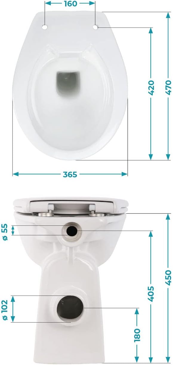Calmwaters® Spülrandloses Stand-WC Komplettset Elements Wellness mit Toilettendeckel, erhöhtes + 7 c