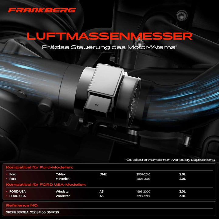 Frankberg Luftmassenmesser Motorraum Kompatibel mit Windstar A3 C-Max DM2 Maverick 2.0L 3.0L 3.8L Be